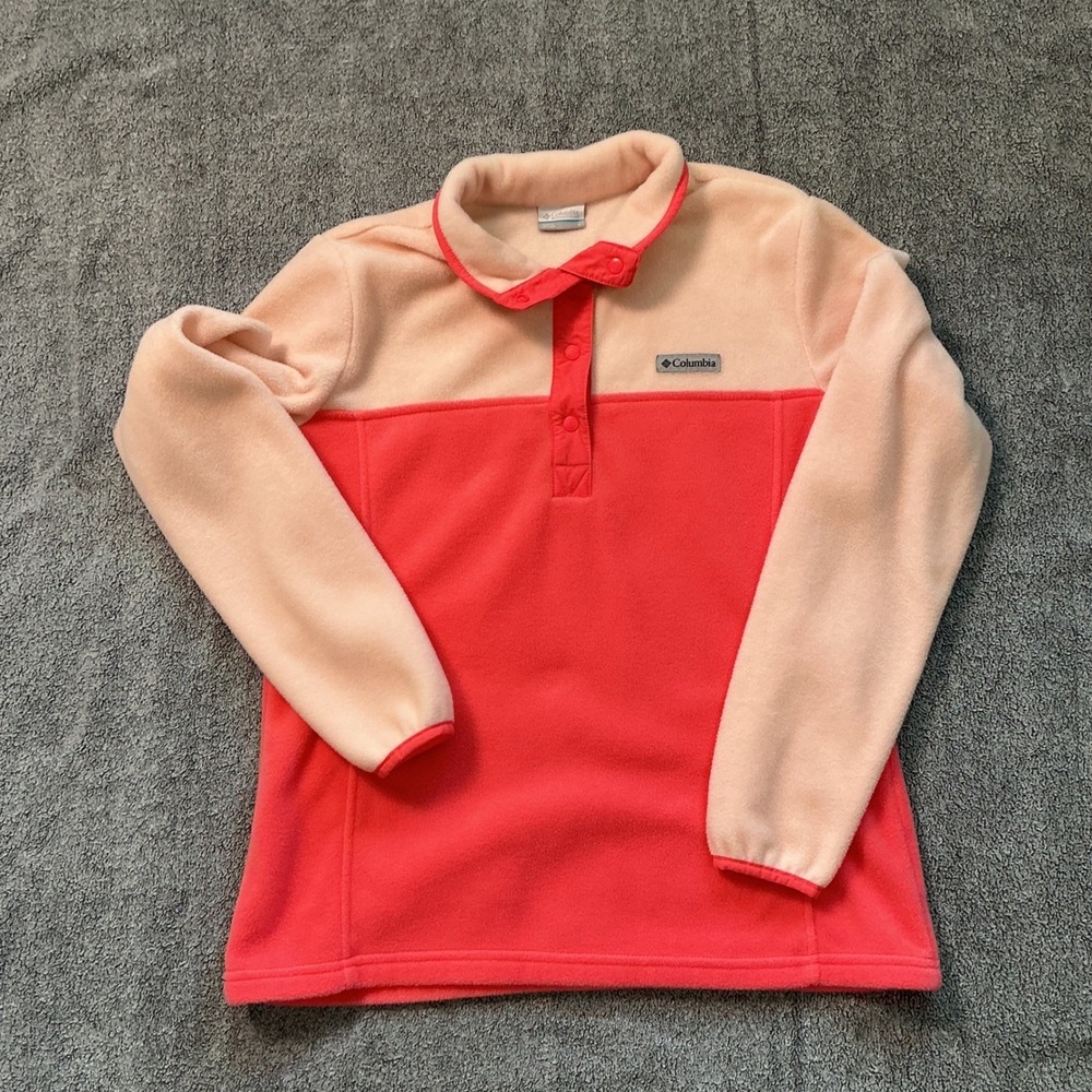 Columbia Women Benton Springs Fleece Snap Pullover Pink Coral Large